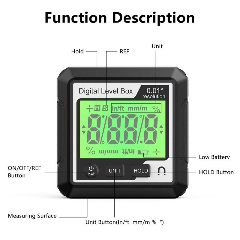 Digital Level Box High Accuracy Magnetic Portable Protractor Inclinometer Angle
