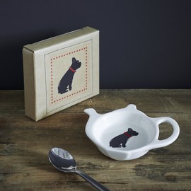 Sweet William Teabag Dish, Teapot Shape, French Bulldog
