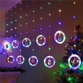 KH Serie Luces Navideñas Aros Con Figuras Cortina Navidad Luz