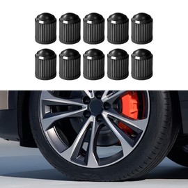 Tecledsn 10PCS Car Tire Valve Stem Caps, Car Tyre Valve Cap, Plastic Tire Air Caps with O Rubber Seal, Airtight Seal Heavy Duty Dustproof Tire Valve Stem Covers Universal for Car Truck (Black)