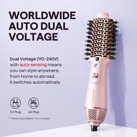 Wavytalk Dual Voltage Hair Dryer Brush for Europe and International Travel, 110V-240V Mini Jet Brush, Ionic Hair Dryer Brush Reduces Damage, Anti-Frizz Straight Hair, Curls and Blowouts, Volumizing