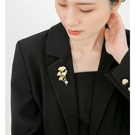 Metal Ginkgo Leaf Pin Pearl Leaf Brooch Gold Plant Leaf Corsage Vintage Brooch Pin Creative Pearl Bouquet Lapel Brooch Suitable for Wedding Banquets and Parties, Metal