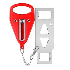 Portable Door Lock for Door Hotel AirBNB Home Apartment, Hotel Door Lock Travel Safety Devices Travel Door Lock for Hotel Rooms Lightweight Compact Extra Protection Easy Install No Tools Needed (Red)