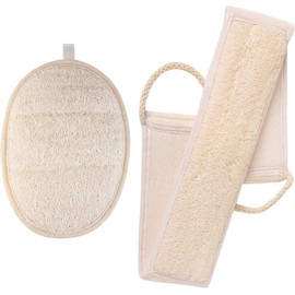 Exfoliating Loofah Sponge Body Scrubber,2 Pcs Natural Loofah Shower,Exfoliating Natural Loofah Back Scrubber,Natural Loofah Sponges,Shower Body Exfoliator Scrubbing Pads,Loofah Back Brush,for Women and Men,Shower