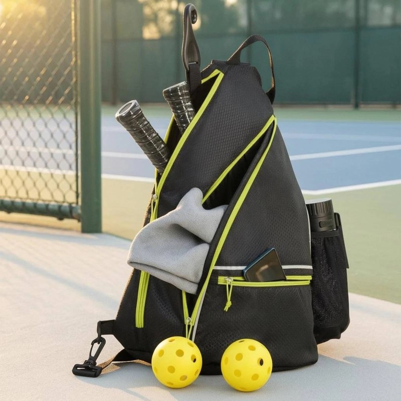 Toolzia Pickleball Sling Backpack Crossbody Sports Bag with Paddle Holder
