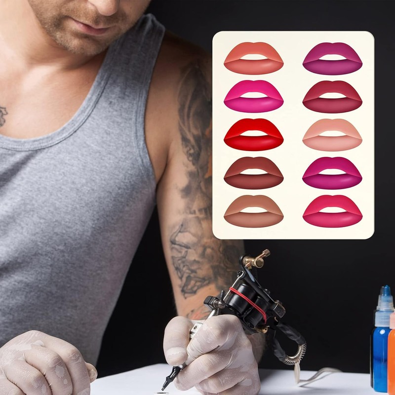 5 hojas de silicona falsas para practicar tatuajes de labios,
