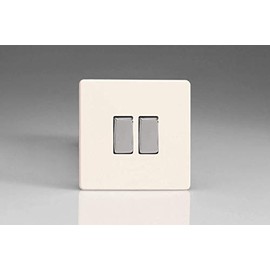 Varilight Primed Ready to Paint Flat Plate Screwless 2 Gang 2-Way 10 Amp Light Switch