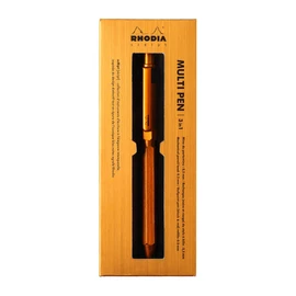 RHODIA 9340C - 3 in 1 scRipt Multipen 2 Ballpoint Pens 0.5 mm Black & Red + 1 Graphite Mechanical Pencil 0.5 mm - Hexagonal Body in Orange Brushed Aluminium - Refillable - Eraser Under the Push Button