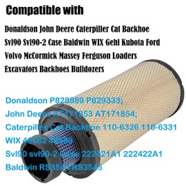 Engine Air Filters Compatible with Donaldson P828889 P829333 John Deere AT171853 AT171854 Caterpillar Cat Backhoe 110-6326 110-6331 Wix 46569 Case 222421A1 222422A1 Baldwin RS3545 Engine Filtration