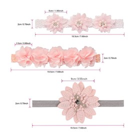 DFsucces Baby Hair Band, Girls, Baby, Children, Flower Hair Accessory, Cute, Fashionable, Baby Hair Band, Headband, Lace Band, Celebration, Anniversary, Birthday, Photography, Baby Shower, 3 Piece Set