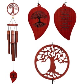Bamboo Wind Chimes Outdoor, 38" Wooden Wind Chime for Outside Deep Tone Windchimes for Garden Hanging Home Décor Tree of Life Sympathy Memorial Gift for for Any Occasion