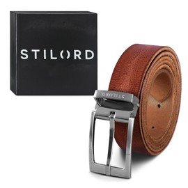 STILORD Leather Belt Brown for Men Women Universal Shortenable Vintage Full Leather Belt with Shabby Gift Box for Jeans Business Casual 34 mm Tuscany - Brown, Colour: Brushed Buckle - Silver I I,