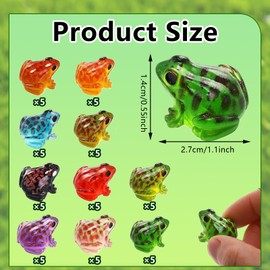 50PCS Mini Resin Frogs (50PCS) - 10 Vibrant Colors, Enchanting Tiny Figurines for DIY Terrariums, Fairy Gardens, Moss Landscapes, Dollhouse Decor - Luminous Craft & Miniature Garden Accessories