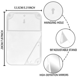 HGUEB 8 Inch Desktop Makeup Mirror, Foldable Portable Princess Mirror with Stand,Table Desk Standing Cosmetic Mirror Wall Hanging Dual-Purpose Square Mirror White