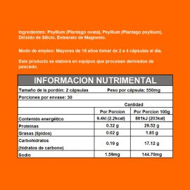 Naturagel Plantago Ovata Y Plantago Psyllium 550mg 60cap Sfn