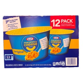 Kraft Macaroni & Cheese Dinner Original Flavor 12-2.05 OZ Cups Microwavable 12 Pack Single Serve Cups