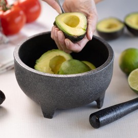 Service Ideas MB50PBL Molcajete Bowl with Pestle, 50 Ounces, Polypropylene, NSF Certified, Black