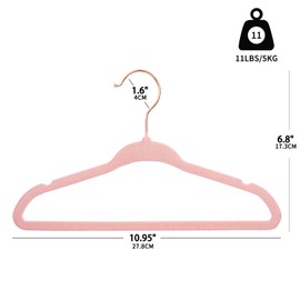 ManGotree Baby Velvet Hangers with Rose Gold Hook, Infant and Toddler Hangers, 27.8cm No-Slip Children Hangers, Ultra Thin Space Saving, Sturdy & Durable Kids Clothes Hangers 15 Pack (Light Pink)
