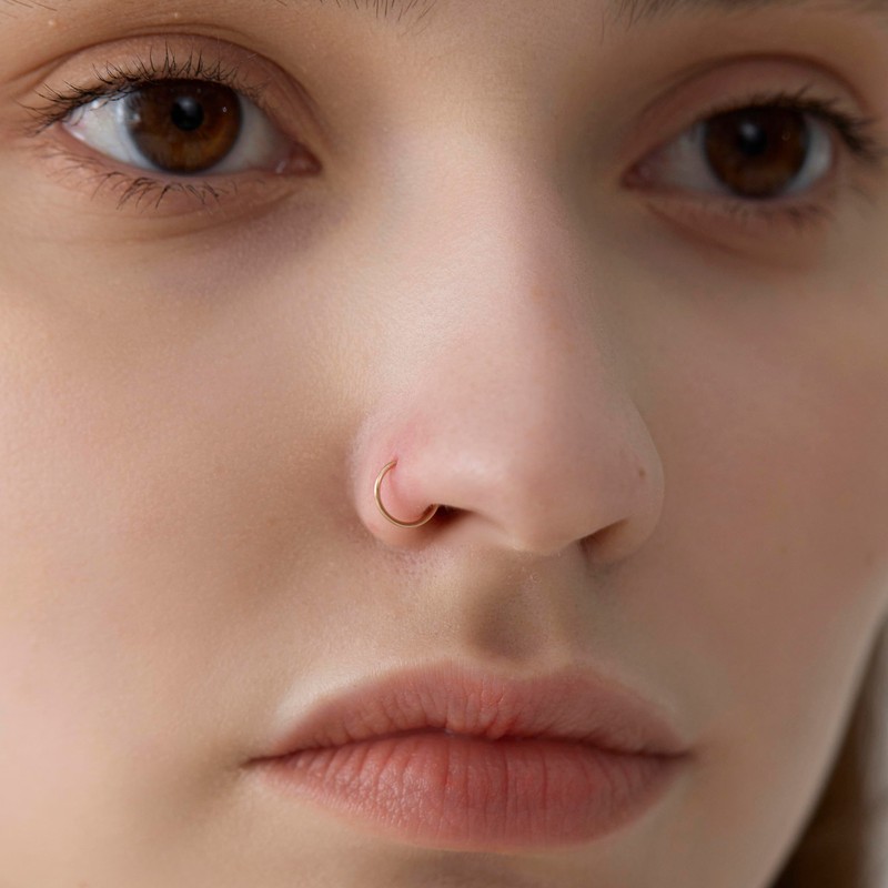 Thin Nose Rings Hoops for Women/Men,Tiny Small Gold Nose Rings