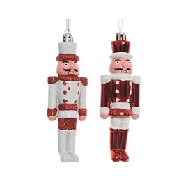 Traditional Shatterproof CHRISTMAS NUTCRACKER SOLDIER Decorations/Christmas Tree Baubles - RED & WHITE - 12.5 cm - SET of 2