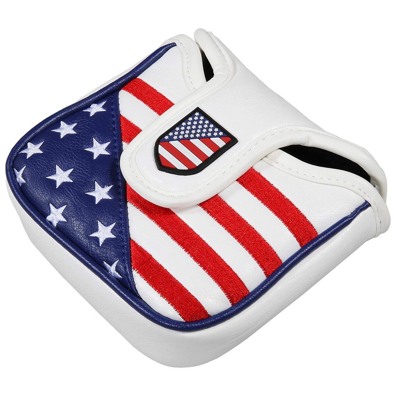 Golf Mallet Putter Cover Headcover Strip& Star Embroidery PU Leather