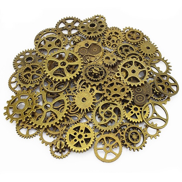 LolliBeads (TM) 120 Gram Antiqued Bronze Metal Skeleton Steampunk Watch