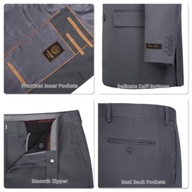 AMY ZHU Men's Classic Fit 2 Piece Suit – Suit Jacket & Dress Pants 2 Button for Business Wedding Prom Grey