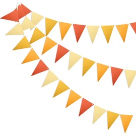 49ft Orange Triangle Flag Bunting Banner,Pennant Garland for Autumn Decorations Wedding Birthday Party Thanksgiving Day Decorations Nursery Outdoor Garden Hanging Fall Home Decor