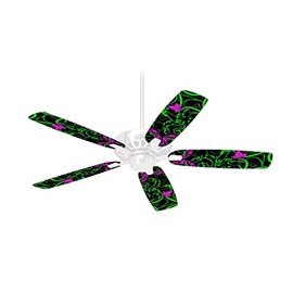 Twisted Garden Green and Hot Pink - Ceiling Fan Skin Kit fits most 42 inch fans (FAN and BLADES SOLD SEPARATELY)