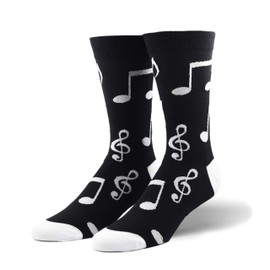 Crazy Socks, Funny Socks, Mens Womens, Graphic, Music Notes, Graphic Print Crew, Large, Music Notes, Large