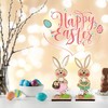 COCHIE Easter Bunny Decorations, Stand up Wooden Bunnies Easter Table