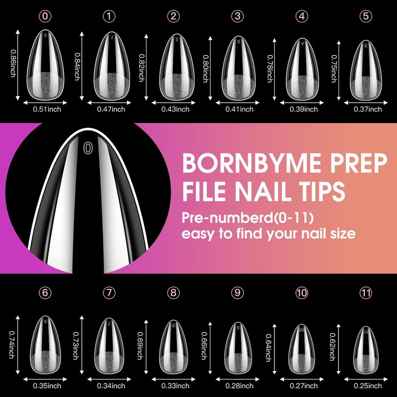 BORNBYME Extra Short Almond Soft Gel Nail Tips,120PCS Pre Buff