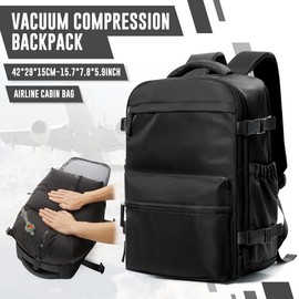 HYC00 Vacuum Travel Backpack with Pump, Vacuum SealCompression Backpack, Large Travel Bag For Women Men, Durable Outdoor Hiking Sports Rucksack, AirlineApproved Carry On Backpack, Travel Essentials Traveling Bag:_Black3637