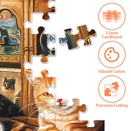 500 Pieces Puzzle for Adults,Cats Home Puzzle, Recycled Cardboard Animals Jigsaw Puzzles 500 Pieces,Challenging Puzzles Game Home Decor Birthday Party Gift Toy for Adults Kids Seniors 20.5 * 15 in