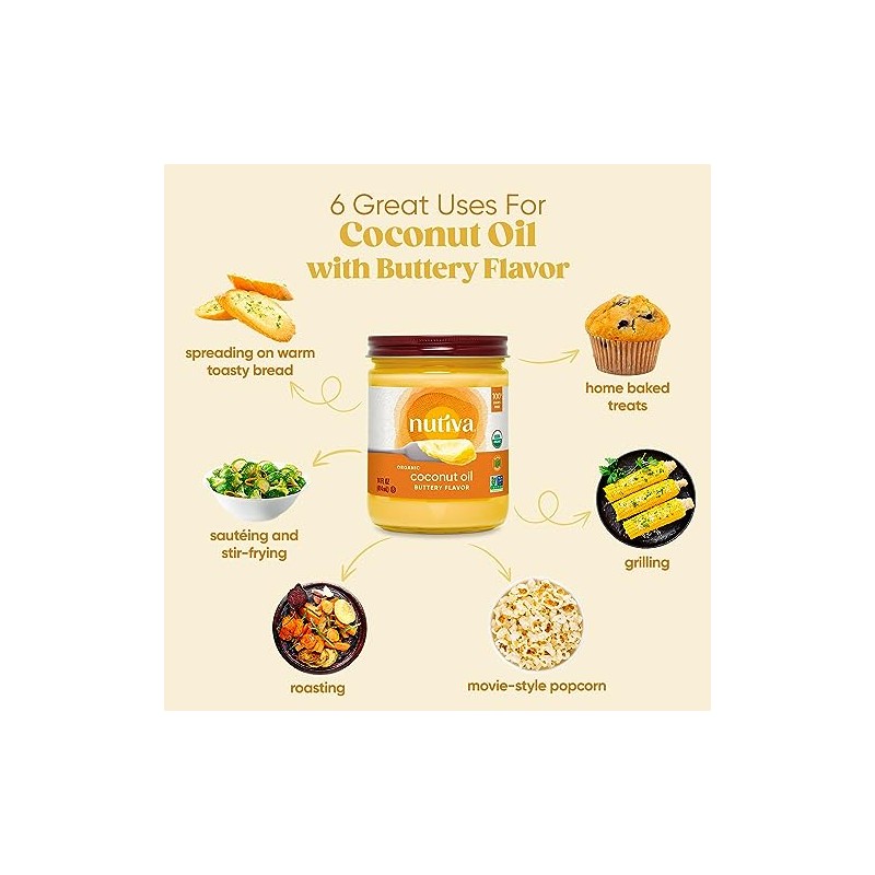 Nutiva - Sabor mantecoso refinado orgánico del aceite de coco