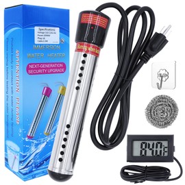 2000W Immersion Water Heater,LISTENJIALE Submersible Water Heater with 304 SS Guard,Bucket Heater with LCD Thermometer Heat 5 Gallons of Water in Minutes,Immersion Water Heater for Bathtub