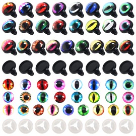 TOAOB 25 Pairs Glass Dragon Eyes Safety Eyes 10mm Assorted Colors Flatback Scrapbooking Dome Cabochons Eyes with Disks Shank and Washers for Stuffed Animals Amigurumis Crochet Bears Dolls Making