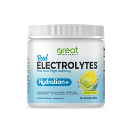 Great Naturally Electrolytes Powder Hydration | Real Food High Potency | Lemon Lime 30 Servings | High Potency Electrolyte Powder | Hydration Drink Mix | Electrolyte Supplement with Potassium Magnesium Calcium