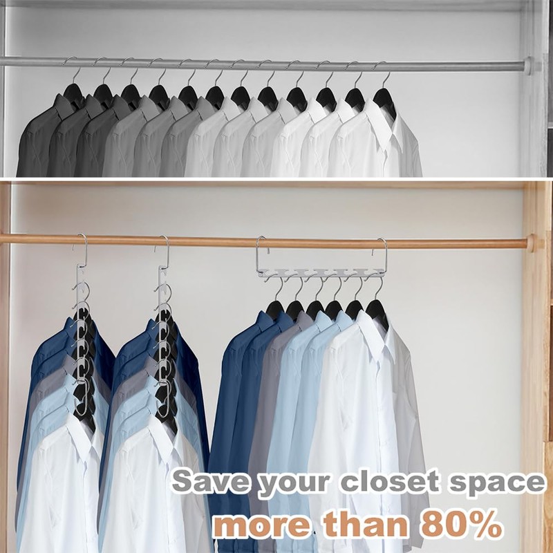 Lighterday 10 Pcs Space Saving Hangers,Magic Hangers Space Savers,Wardrobe Space