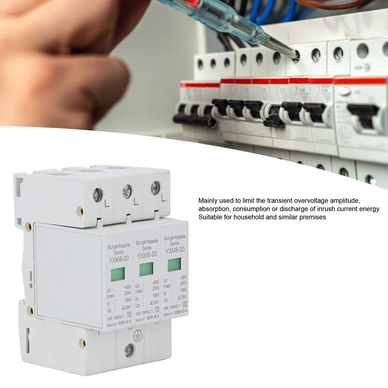Surge Protector Lightning Protection 3 Phase Flame Retardant Protective Device