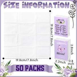 Harloon 50 Pack Christian Facial Pocket Tissues Purple Butterfly Travel Tissues Packs Religious Small Individual 3 Ply Gift for Wedding Travelling Graduation Party Supplies, 7 Sheets Per Pack