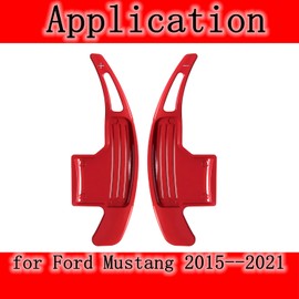 Yoursme 2PCs Red Aluminum Steering Wheel Paddle Shifter Extension Cover Trim Shift Interior Accessories for Ford Mustang 2015 2016 2017 2018 2019 2020 2021