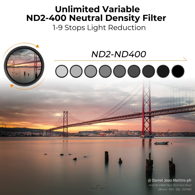 K&F Concept 67mm Variable ND2-400 Filter With Cap, K Pro