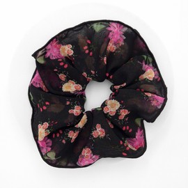 Black Flower Daily Scrunchie / 블랙 플라워 데일리 스크런치