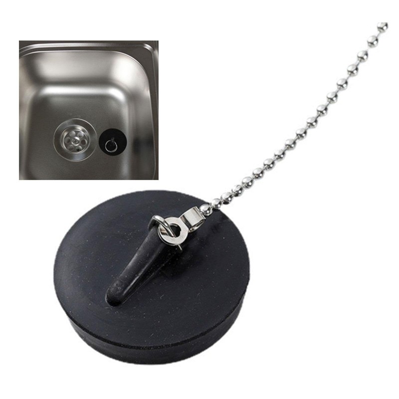KANGQL Universal Rubber Bath Plug with Chain Drain Stopper Handy
