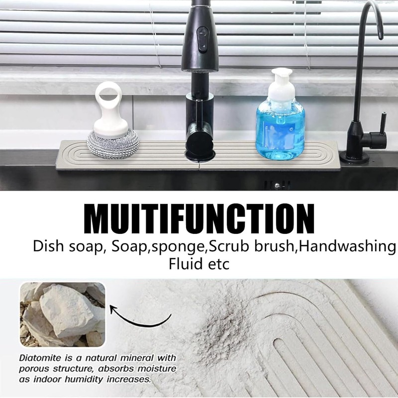 Xummi Water Absorbent Stone for Sink, Drip Mat, Stone Tap