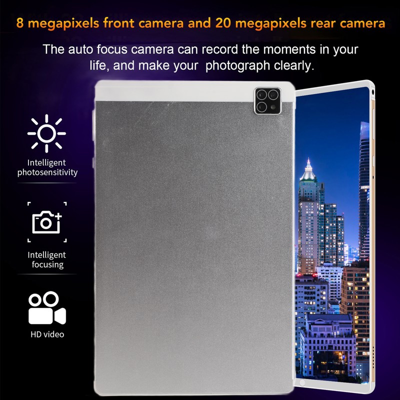 8in Tablet Silver Expandable 128GB Support Calls 4GB 64GB RAM