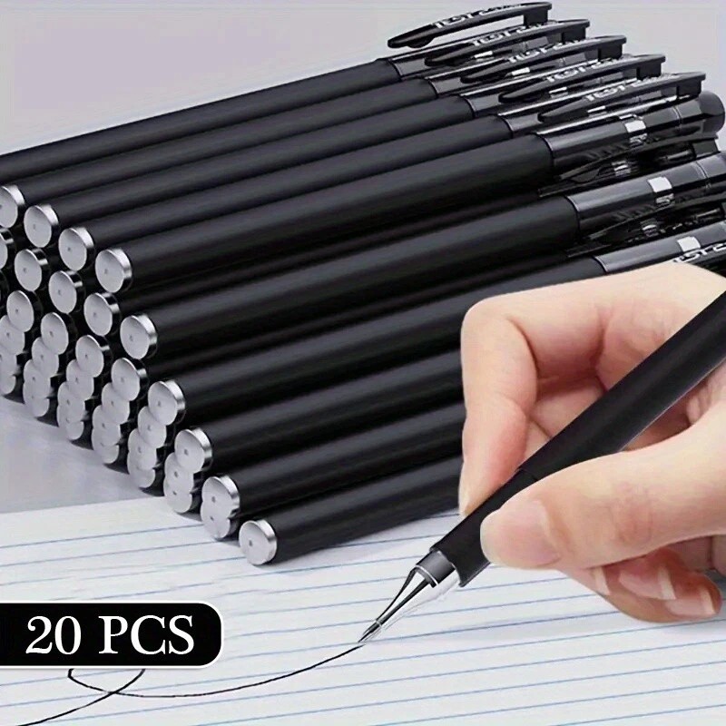 Unbranded 20PCS Ball Point Pens BLACK Gel Ink Pen Smooth