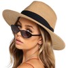 KUMSODE Women's Panama Hat Wide Brim Straw Summer Fedora Straw