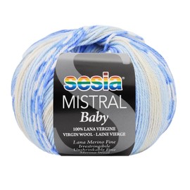2 Skeins, 100% Fine Merino Wool Unshrinkable, 382 Yds/3.50 oz., Needles US 2.5-4, Multicolor Yarn for Knitting and Crocheting Sesia Mistral Baby (2, Multicolor - 4348)